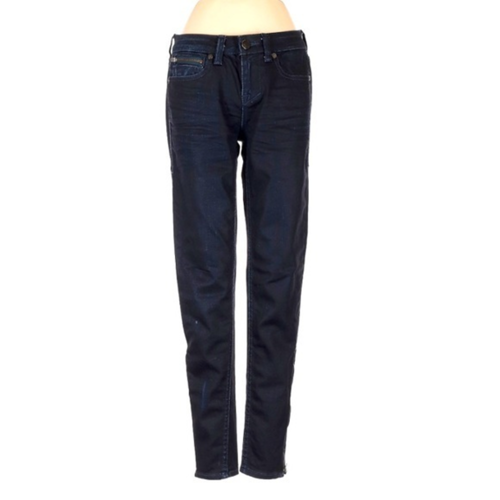 William Rast‎ 24 dark blue denim wash zipper mid rise hem skinny jeans